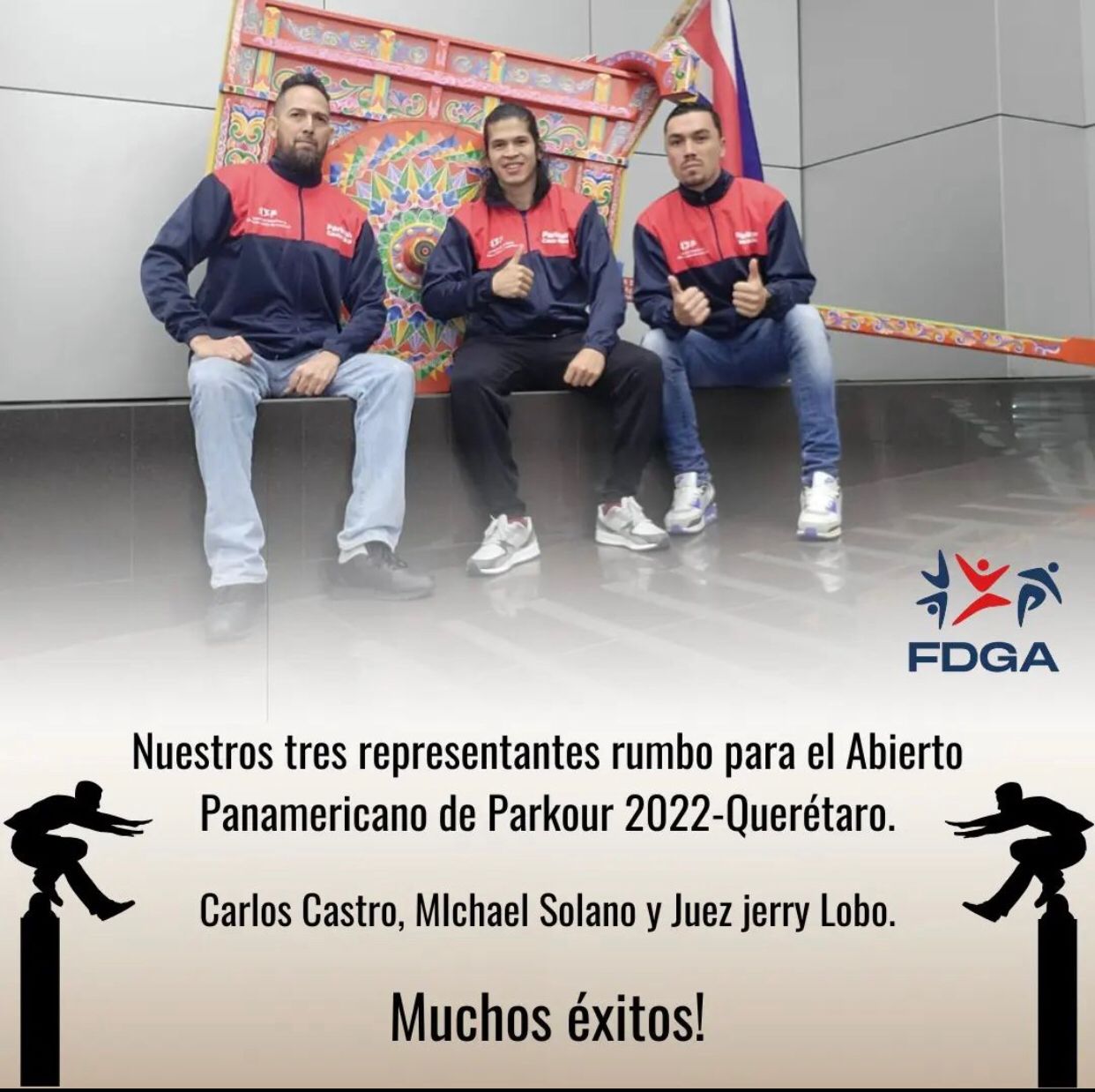 Primera delegación de Costa Rica en el  primer Abierto Panamericano de Parkour Queretaro 2022,  organizado por la UPAG y la Federación Mexicana de Gimnasia. Donde el primer  atleta seleccionado nacional  Michael Solano Chamorro en atleta nacional obtiene el 7 lugar en la modalidad de Speed-Run.