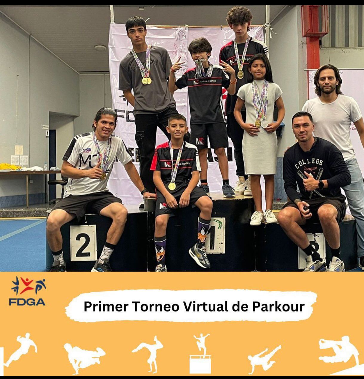 Primer Campeonato Nacional Virtual de Parkour FreeStyle Indoor-Outdoor, con la participación de 3 asociaciones y 19 atletas en las categorías infantil, juvenil y masters.